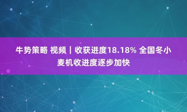 牛势策略 视频｜收获进度18.18% 全国冬小麦机收进度逐步加快